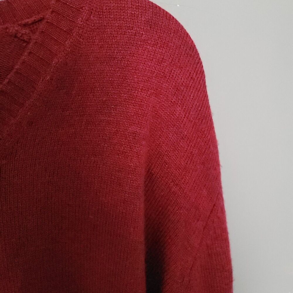 Brooks Brothers V Neck Italian Wool Sweater Red Men's XL grandpa academia - Picture 5 of 9